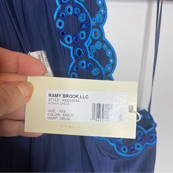 Ramy Brooke BAILEY HIGH NECK MINI DRESS IN SPRING NAVY XXS NWT - Picture 6 of 11